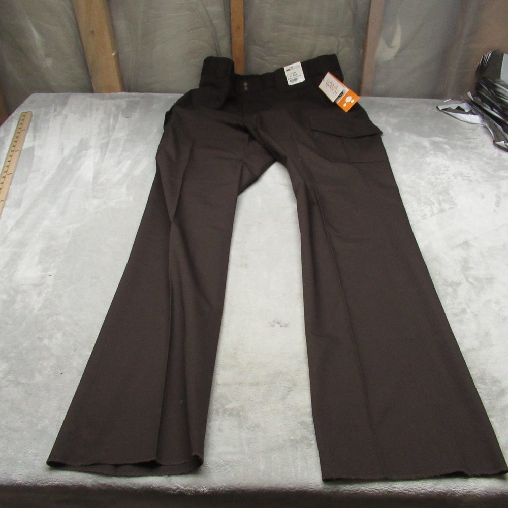 Perfection Uniform Pants Men 37R Brown Cargo Perfection Flat Unhemmed‎ 38x37 NWD
